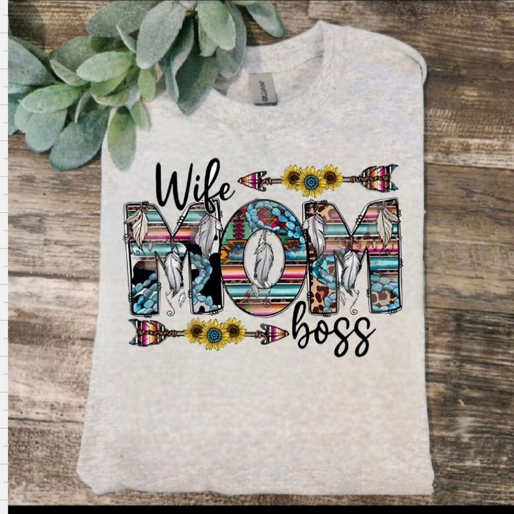 Wife mom boss shirt tribal country sunflower cute popular mama